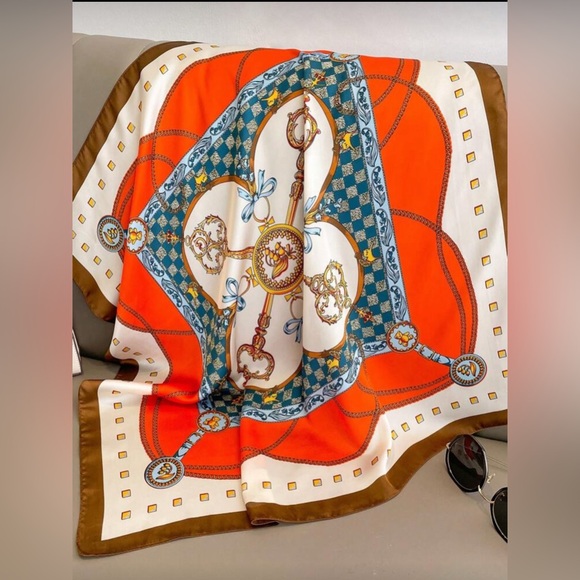 NWOT: Elegant Multicolor Silk Scarf - Picture 2 of 5